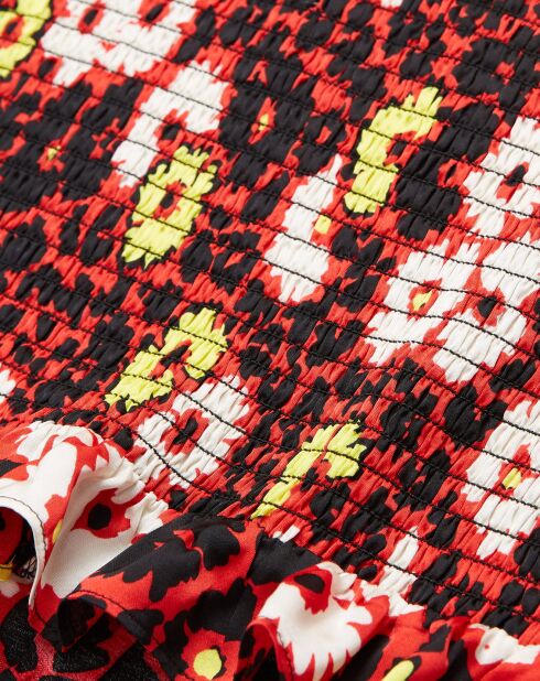 Jupe Coupe Smockée Print Wild Blossom rouge/jaune