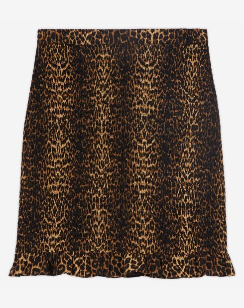 Jupe Courte Smockée Print Stripy Léo léopard