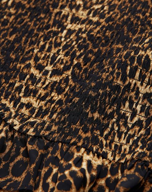 Jupe Courte Smockée Print Stripy Léo léopard