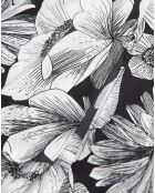 Jupe 100% Soie Longue Romantic Garden noir/blanc