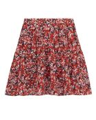 Jupe Courte en Print Burning Flowers rouge
