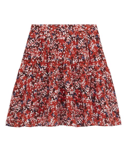 Jupe Courte en Print Burning Flowers rouge
