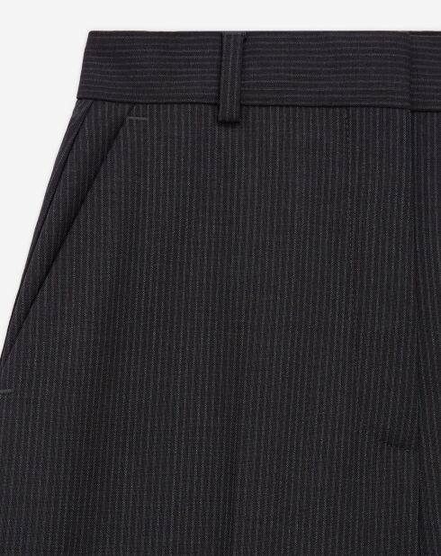 100% wollen broek met 4 zakken, zwart/wit