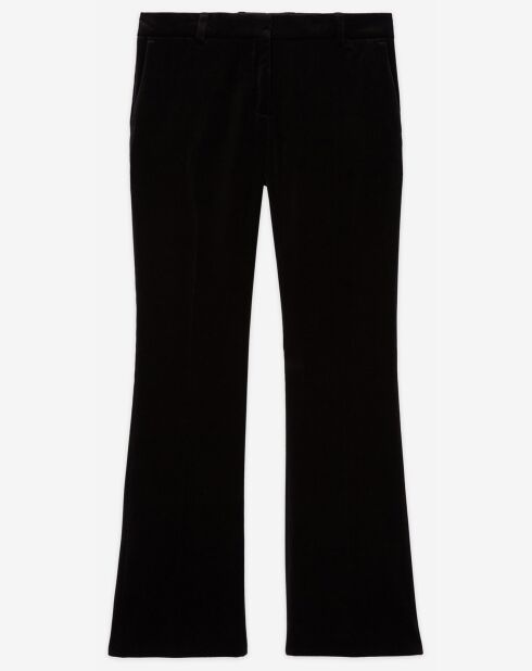 Pantalones de traje negros con detalle en la parte inferior acampanada