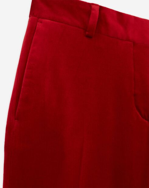 Pantalon de Costume détail bas évasé rouge