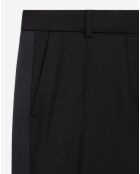 Pantalon de Costume en Laine bas évasé détail bande Satin noir