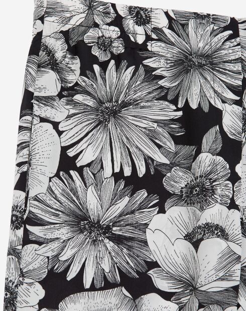 Pantalon 100% Soie Romantic Garden noir/blanc