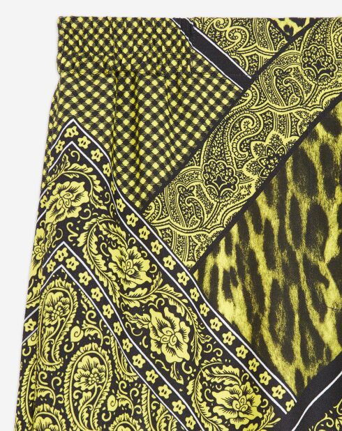 Pantalon Droit Fluide noir/jaune