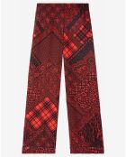 Pantalon Droit Fluide rouge/noir