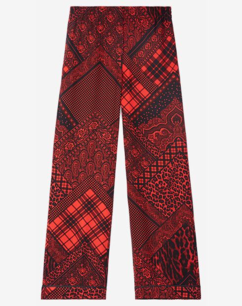 Pantalon Droit Fluide rouge/noir