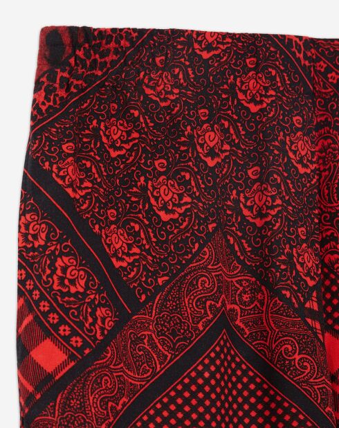 Pantalon Droit Fluide rouge/noir