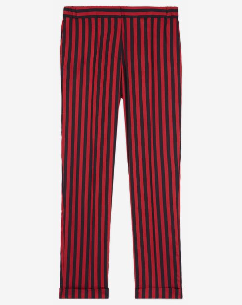 Pantalon Droit Fluide rouge/noir