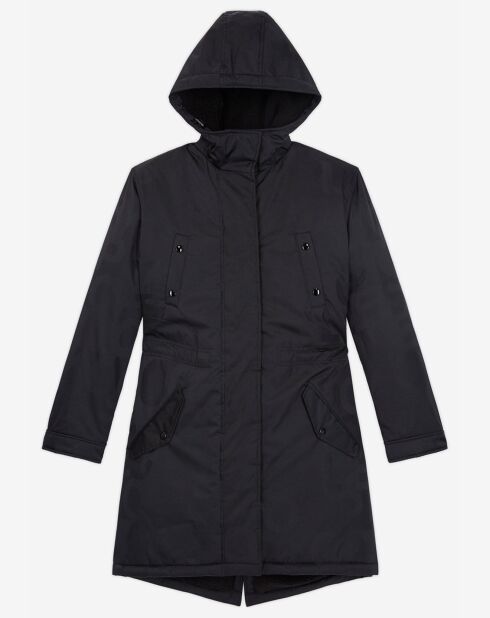 Parka avec doublure en Fausse Fourrure de mouton noire