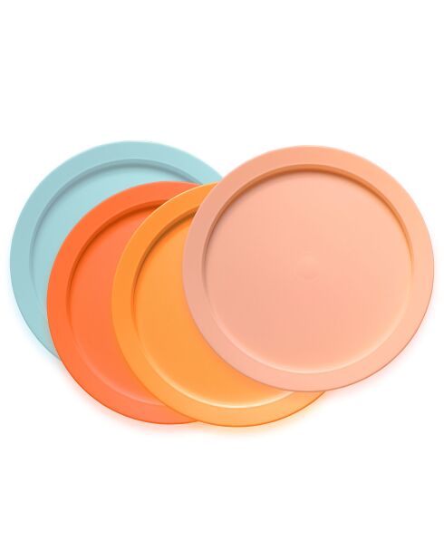 4 mehrfarbige Tupperkids Kinderteller - 19x19x25 cm