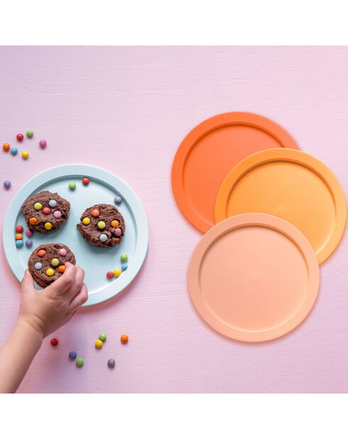 4 mehrfarbige Tupperkids Kinderteller - 19x19x25 cm