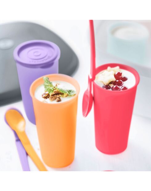 6 veelkleurige Rainbow-bekers met deksel - 177 ml