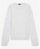 Pull en Laine mélangée Pointelle avec détails Brodés beige clair