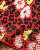 Pull 100% Laine col rond en Jacquard Fleurie rouge foncé