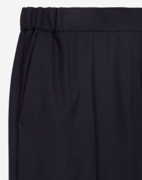 Pantalon de Costume 100% Laine détail taille élastique marine