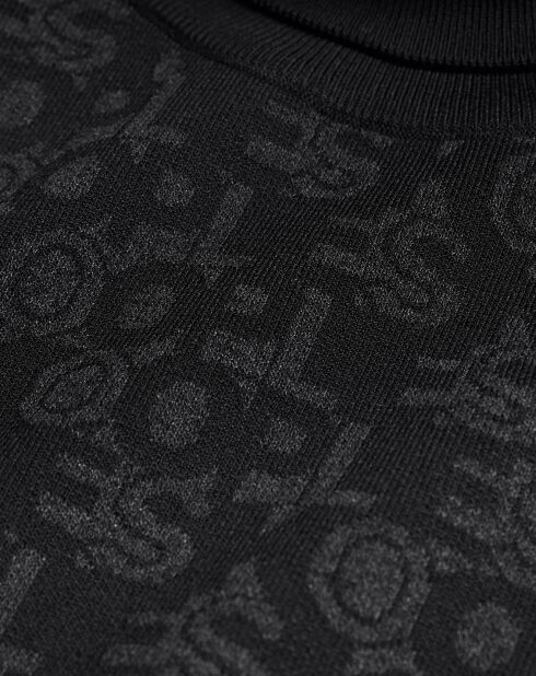 Pull col montant en Jacquard Logo All Over noir/gris foncé