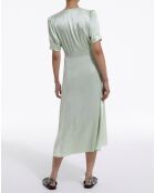 Robe Longue manches courtes boutonnée devant menthe