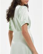 Robe Longue manches courtes boutonnée devant menthe