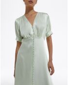 Robe Longue manches courtes boutonnée devant menthe
