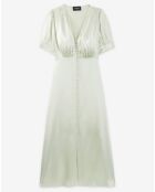 Robe Longue manches courtes boutonnée devant menthe