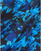 Donkerblauwe korte wikkeljurk met print
