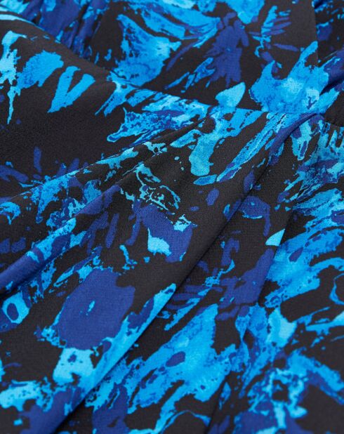 Donkerblauwe korte wikkeljurk met print