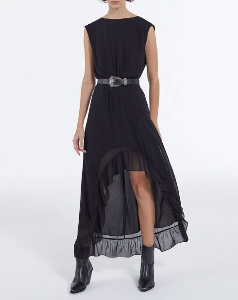 Robe Longue sans manches Drapée noire