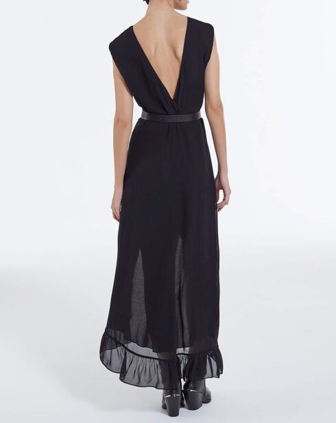 Robe Longue sans manches Drapée noire