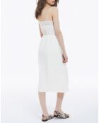 Robe Longue sans manches Galons Dentelles blanche