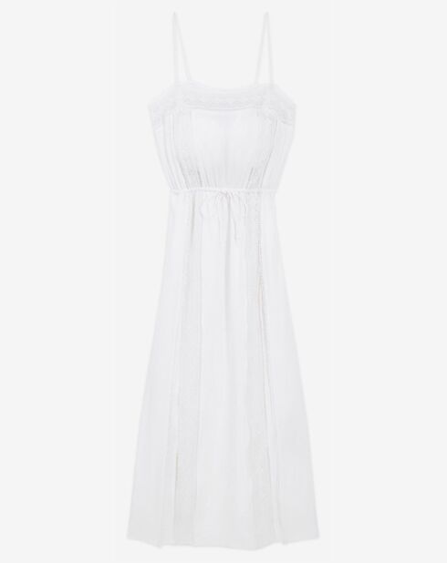 Robe Longue sans manches Galons Dentelles blanche