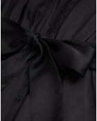 Robe Longue manches longues Boutons Fleurs noire