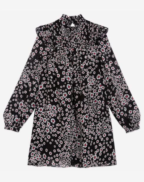Robe Courte manches longues noir/rose