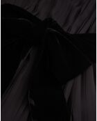 Robe longue plissée avec ceinture en Velours noire