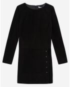 Robe courte en Velours de Cuir de Chèvre manches longues noire