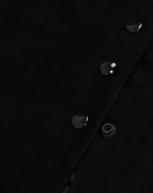 Langärmliges Kurzkleid aus Ziegenleder in Schwarz