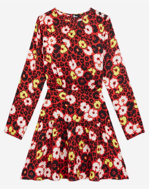 Robe Courte Wild Blossom rouge/jaune