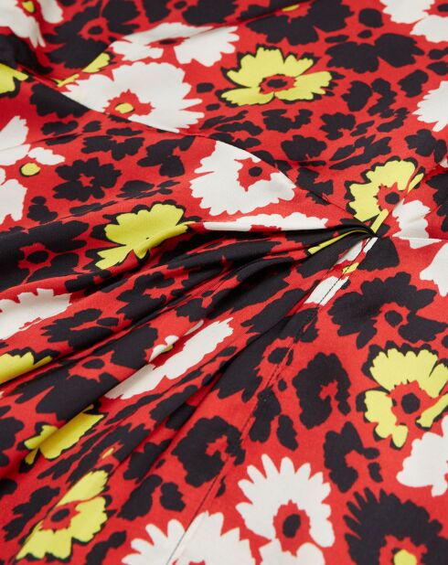 Robe Longue Wild Blossom rouge/jaune