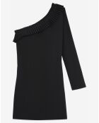 Robe Courte One Shoulder Fronces noire