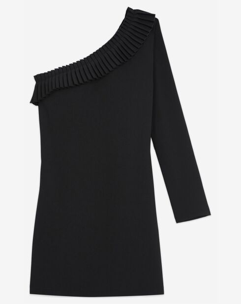 Robe Courte One Shoulder Fronces noire