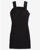 Robe Courte Dos Nu avec Froufrous en Romantic Crêpe noire