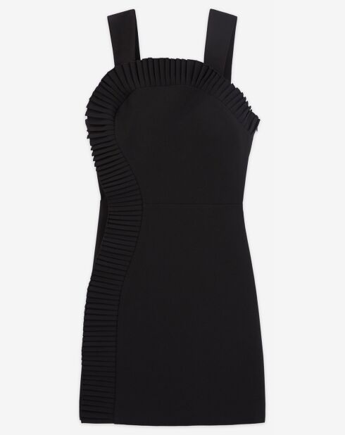 Robe Courte Dos Nu avec Froufrous en Romantic Crêpe noire