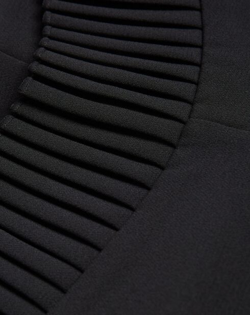Robe Courte Dos Nu avec Froufrous en Romantic Crêpe noire