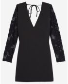 Robe Courte Décolleté devant dos Dentelle manches noire