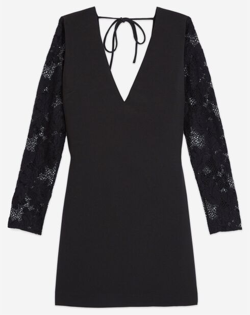 Robe Courte Décolleté devant dos Dentelle manches noire