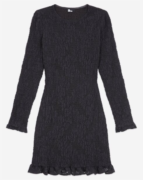 Robe Courte manches longues Smockée noire