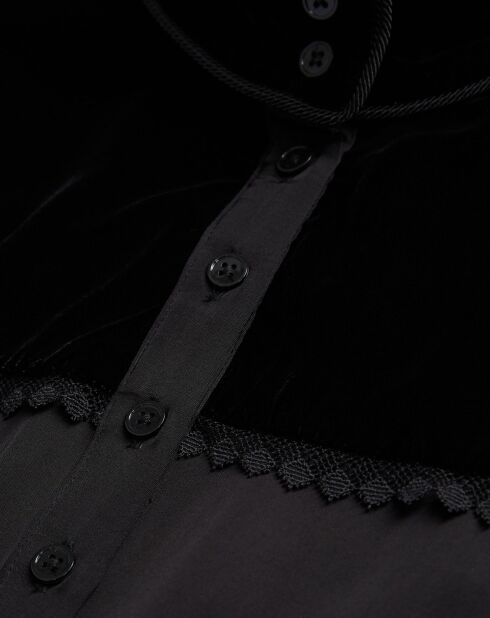 Robe manches longues haut en Velours noire